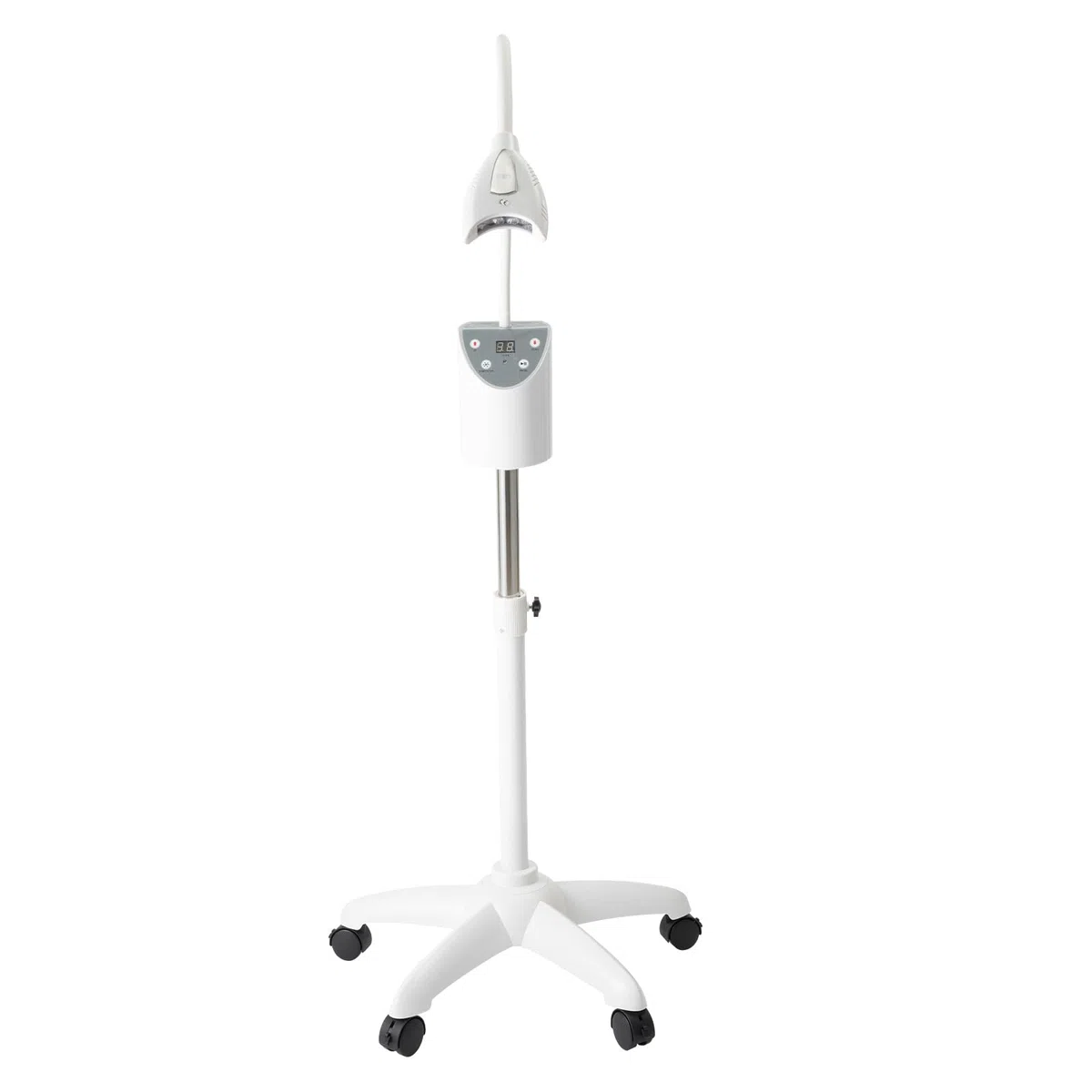 Appareil de blanchiment des dents LED mobile avec 4 lampes haute performance (2000 mW/cm²) - Support mobile avec rouleaux de frein, distance de travail 42 à 50 cm, pour cliniques dentaires et usage