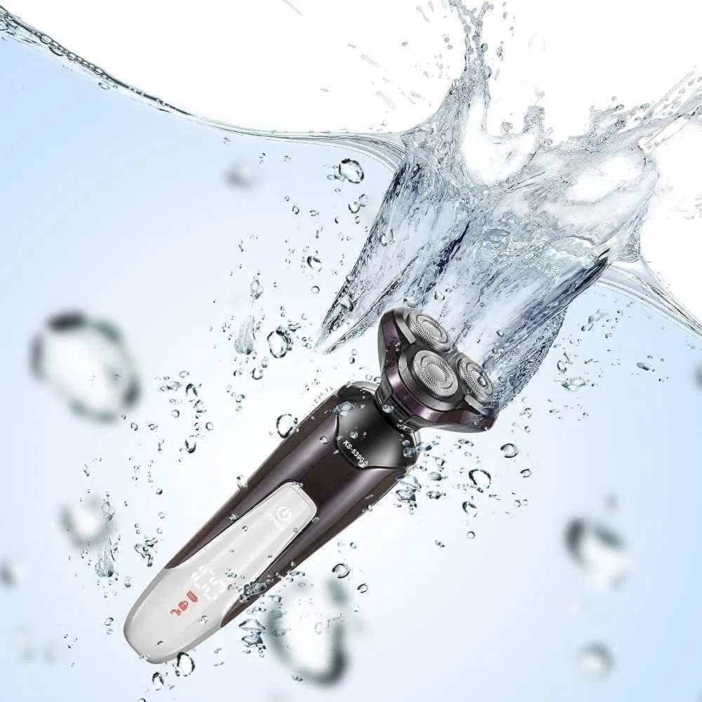 Rasoirs électriques pour homme - Rasoir à tête chauve LED - Rasoirs électriques rechargeables sans fil - Kit de toilettage rotatif humide et sec avec tondeuses, tondeuse à poils de nez, brosse