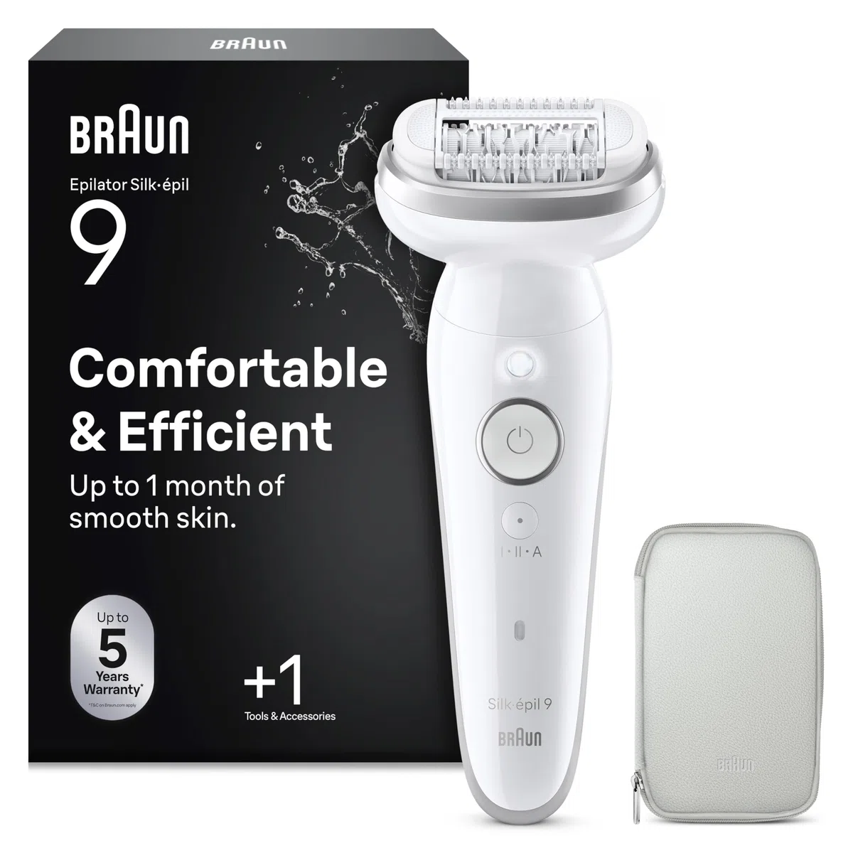 Braun Silk·épil 9 Épilateur Avec Tête Mobile Pour L'Épilation Facile, Épilation Humide et Sec, Peau Lisse Longue Durée, 9-000, Argent