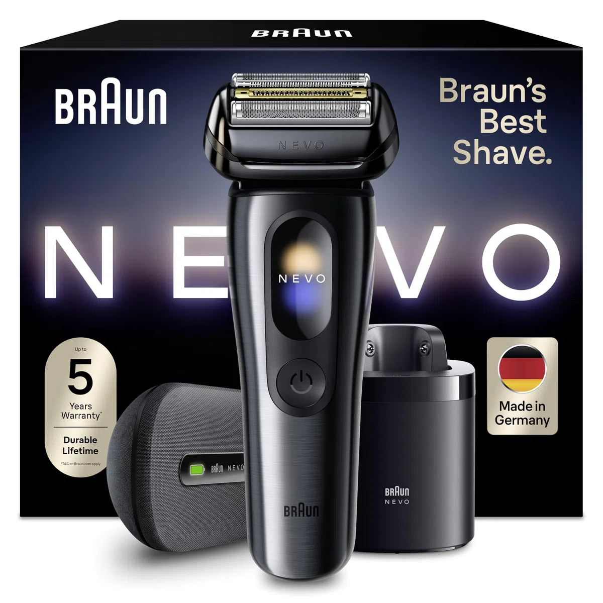 Braun Rasoir Electrique Homme NEVO11005C, Système 7-en-1, Argent
