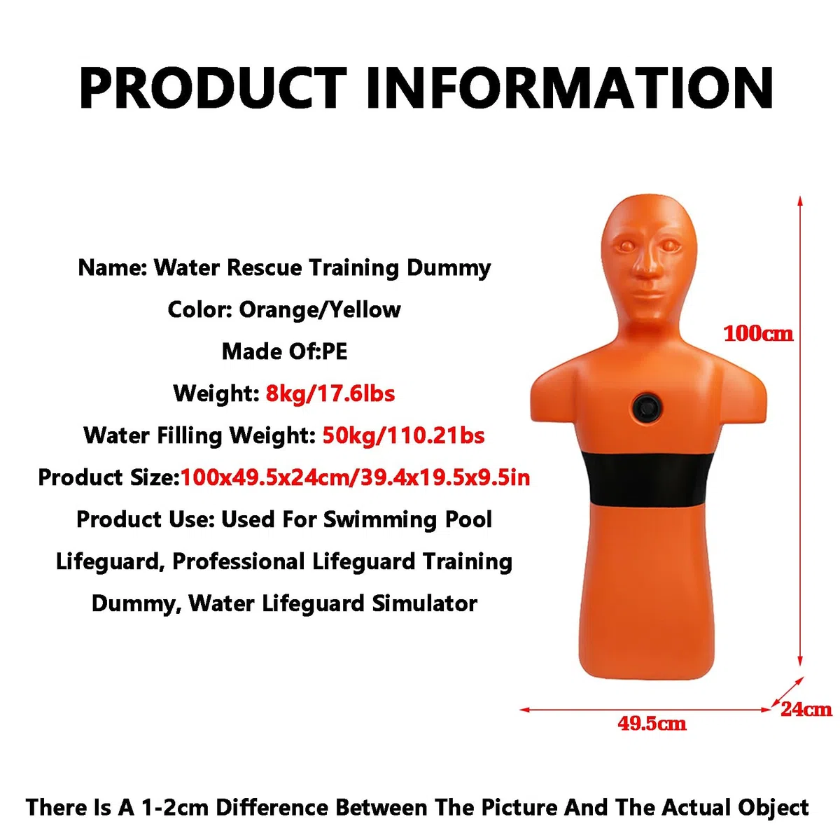 Mannequin De Formation Au Sauvetage Aquatique, Outils Pédagogiques De Prévention De La Noyade, Modèle De Formation Au Sauvetage Simulant La Noyade, Facile À Ranger(Yellow)