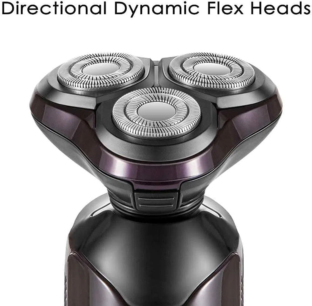 Rasoirs électriques pour homme - Rasoir à tête chauve LED - Rasoirs électriques rechargeables sans fil - Kit de toilettage rotatif humide et sec avec tondeuses, tondeuse à poils de nez, brosse