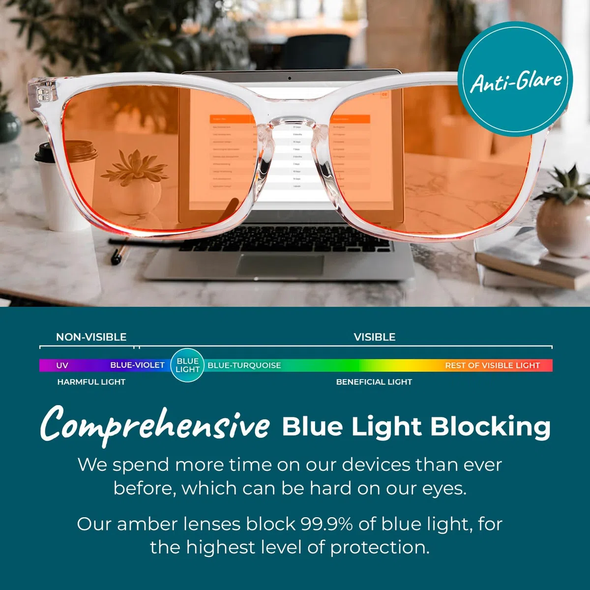 Les lunettes bloquant la lumière bleue avec monture en verre pour les joueurs d'ordinateur et d'e-sport sont livrées avec des verres orange qui bloquent 99,9 % de la lumière bleue pour vous aider à