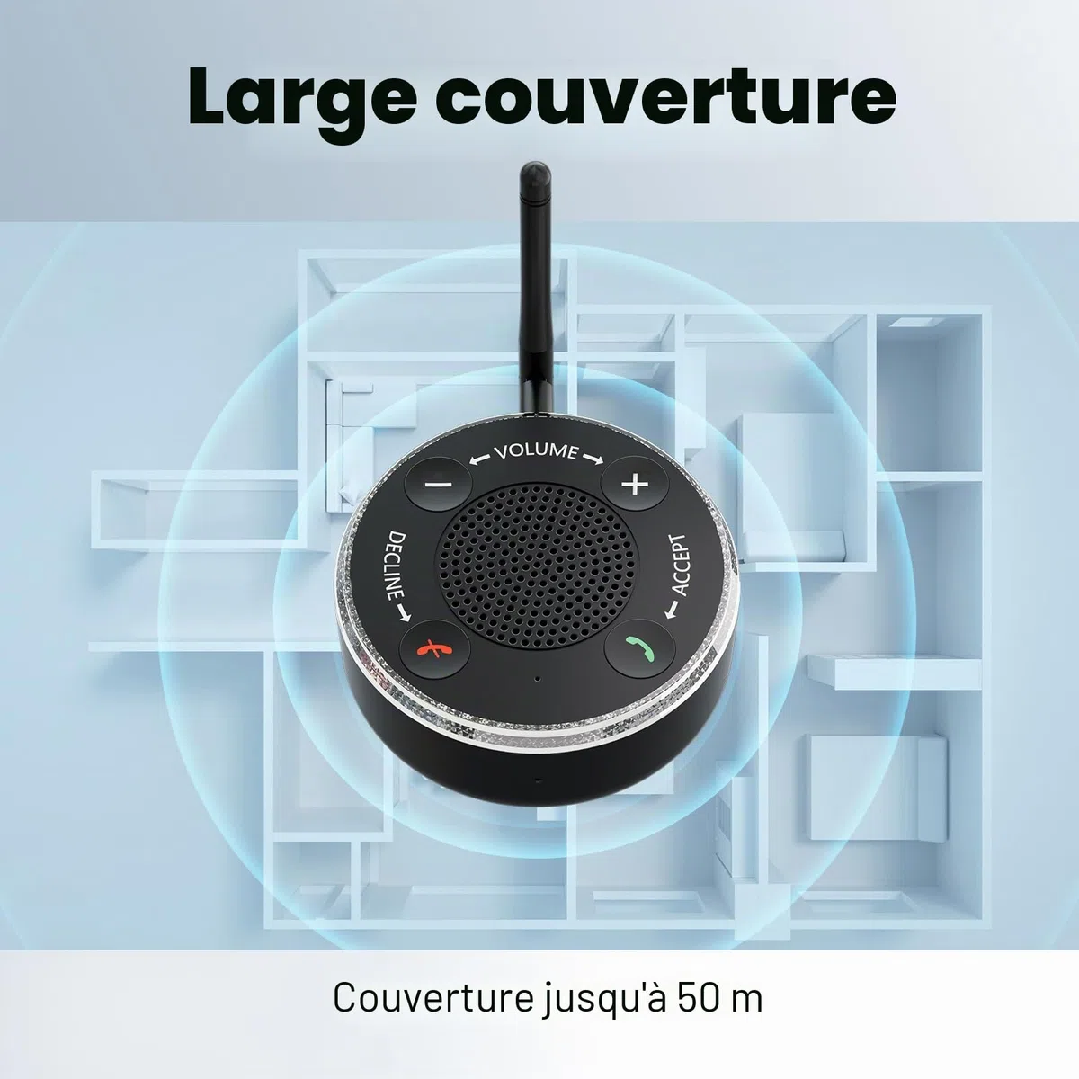 Lamborsafe Amplificateur de sonnerie de téléphone portable pour personnes âgées, sonnerie externe pour téléphone portable, amplificateurs de sonnerie Bluetooth pour malentendants – sonnerie