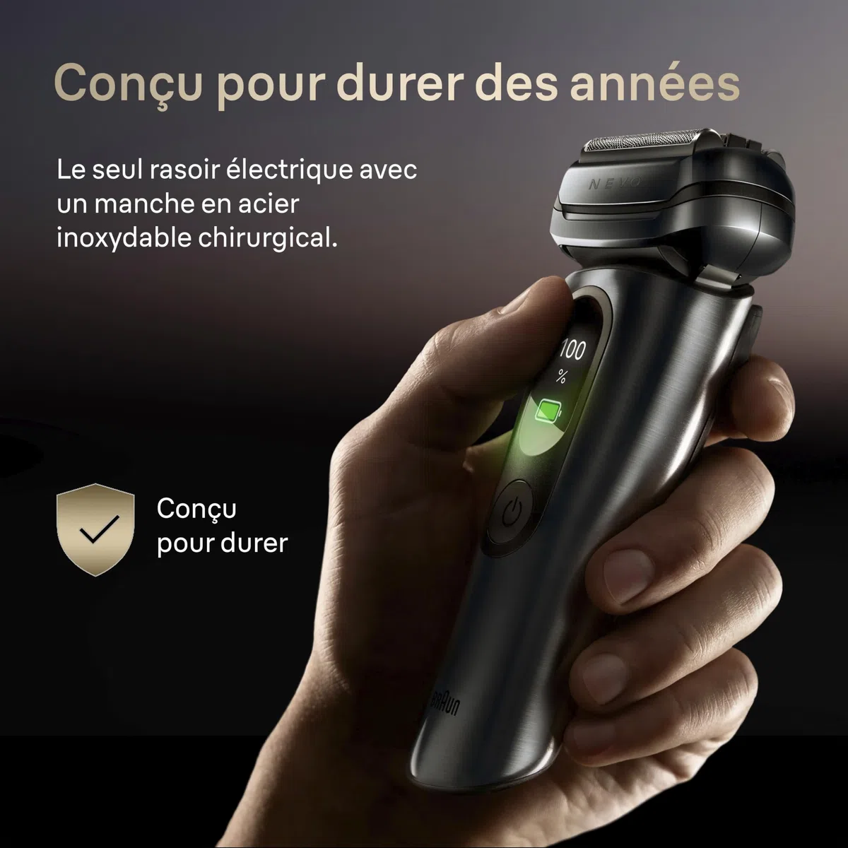 Braun Rasoir Electrique Homme NEVO11005C, Système 7-en-1, Argent