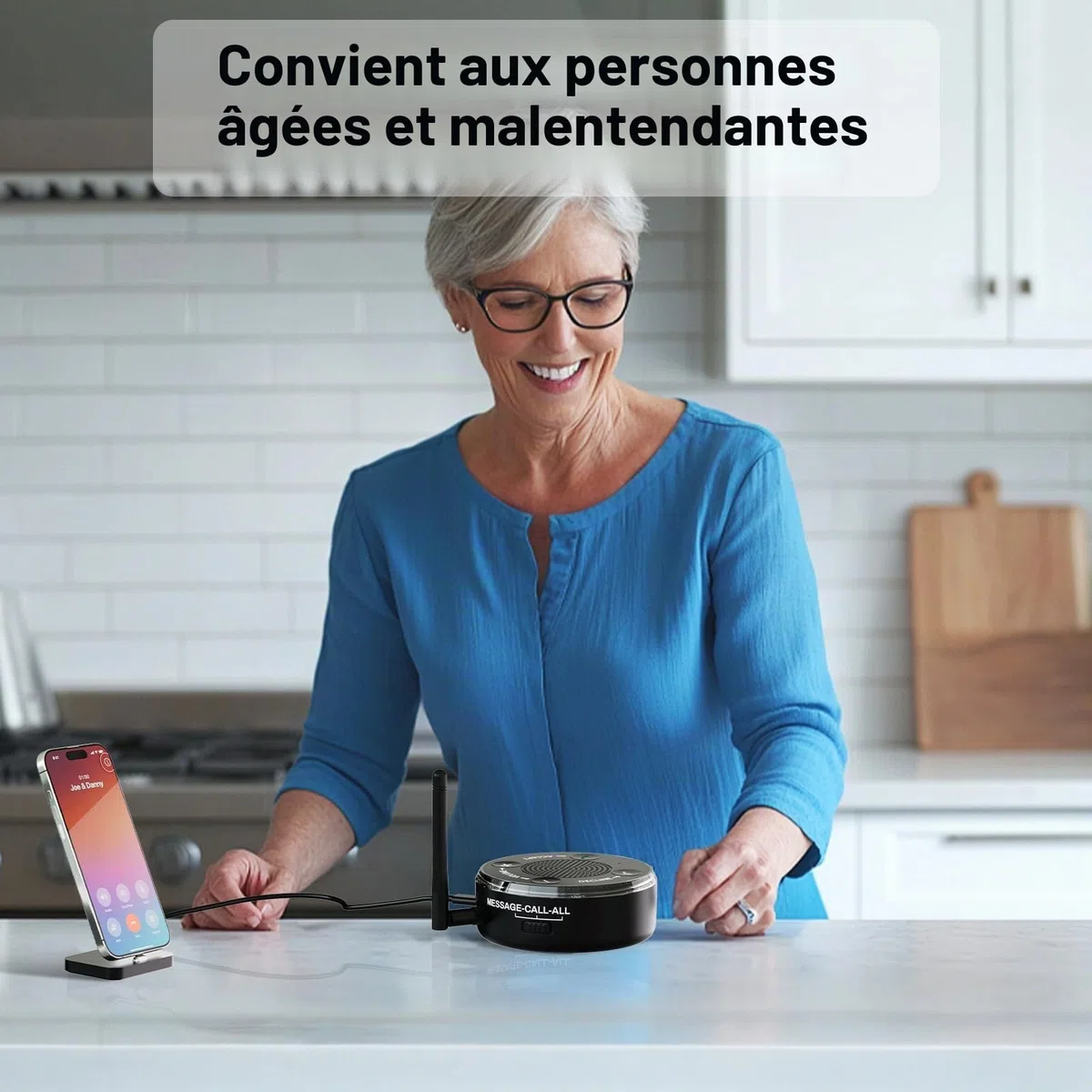 Lamborsafe Amplificateur de sonnerie de téléphone portable pour personnes âgées, sonnerie externe pour téléphone portable, amplificateurs de sonnerie Bluetooth pour malentendants – sonnerie