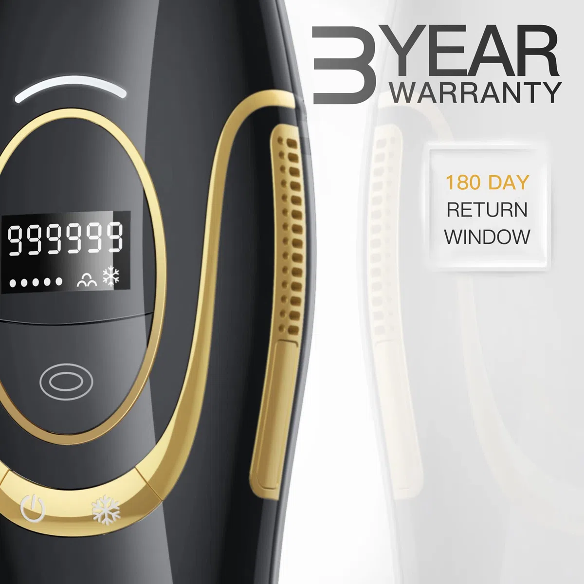 Épilateur Lumière Pulsée IPL, Épilateur Laser IPL pour Hommes et Femmes, 999 900 Impulsions lumineuses, 2 Modes, 5 Niveaux d'énergie, pour Corps, Visage, Aisselles, Jambes, Bikini – Noir
