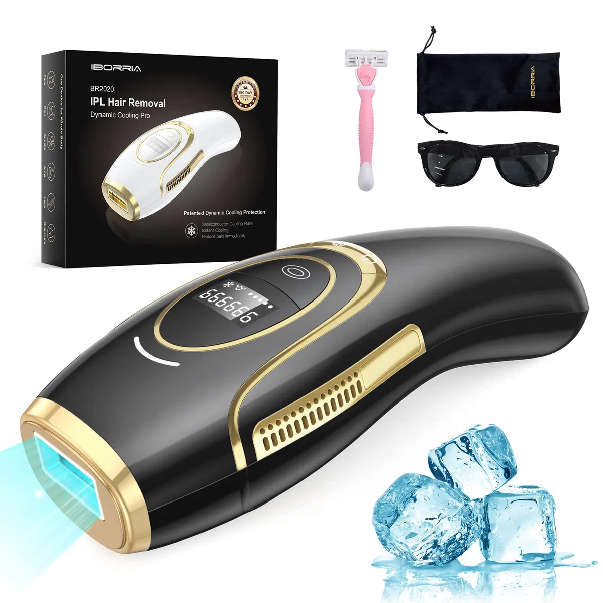 Épilateur Lumière Pulsée IPL, Épilateur Laser IPL pour Hommes et Femmes, 999 900 Impulsions lumineuses, 2 Modes, 5 Niveaux d'énergie, pour Corps, Visage, Aisselles, Jambes, Bikini – Noir