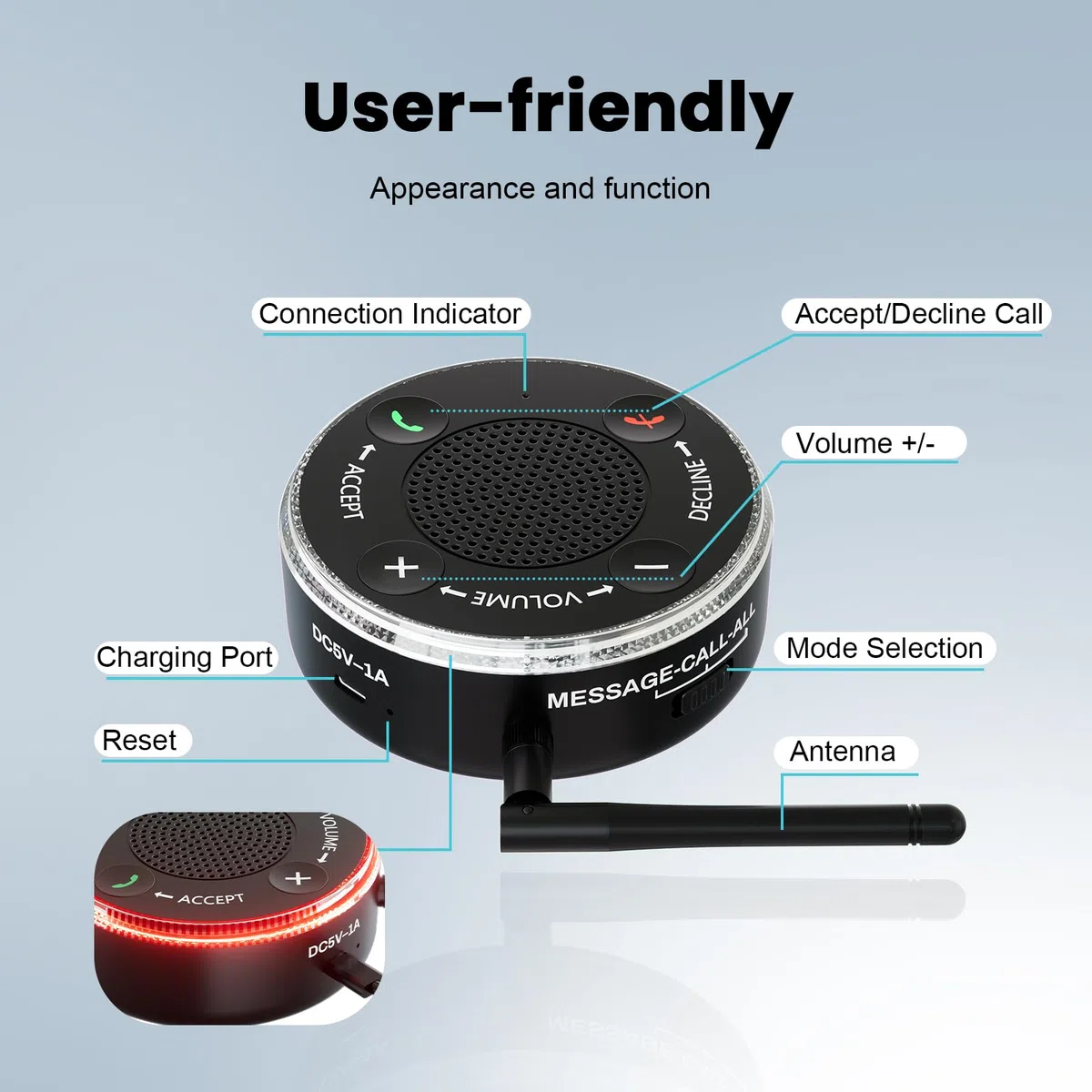Lamborsafe Amplificateur de sonnerie de téléphone portable pour personnes âgées, sonnerie externe pour téléphone portable, amplificateurs de sonnerie Bluetooth pour malentendants – sonnerie