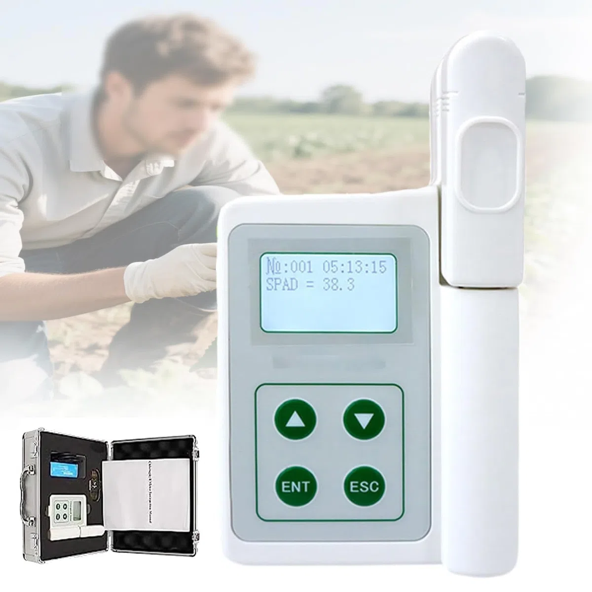 Compteur de chlorophylle portable avec mesure précise SPAD et surveillance de la température des feuilles pour la recherche agricole et le jardinage