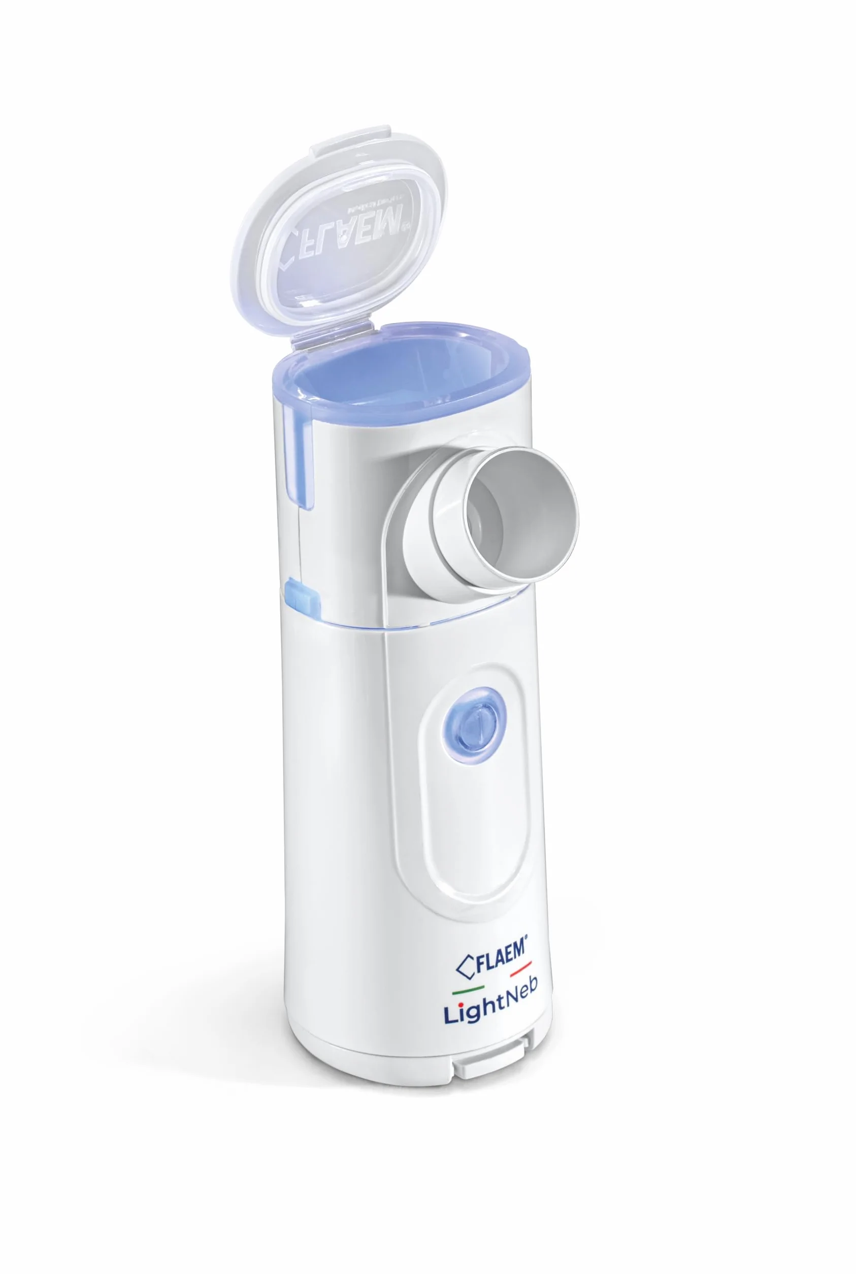 Flaem, Light Neb, Portable, Silencieux, Léger, Ergonomique et de Poche, Aérosol pour Voies Respiratoires Basses, Machine Aérosol Certifiée pour Adultes et Enfants avec Masques Soft Touch