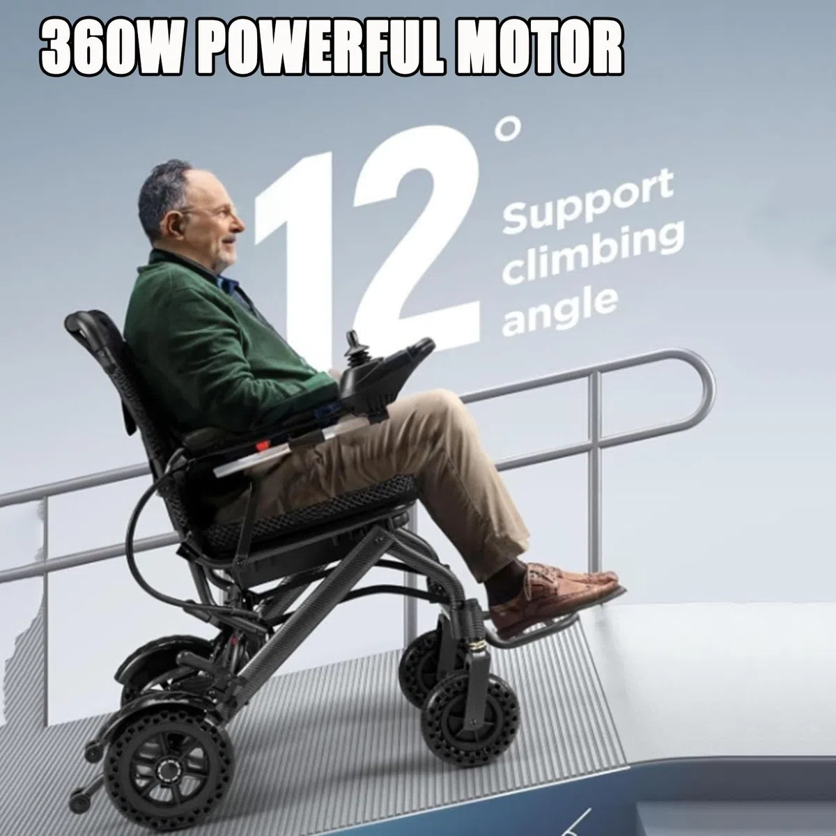 Fauteuil Roulant éLectrique Pliable Pour Seniors – Ultra-LéGer (16,3 Kg) Avec Deux Moteurs Sans Balais De 360 ​​W, Tout-Terrain Et Homologué Par Les Compagnies AéRiennes,20AH