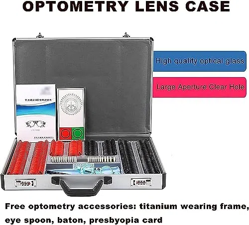 Ensemble de lentilles d'essai optiques - Étui en aluminium pour examen de précision des yeux dans les cliniques professionnelles