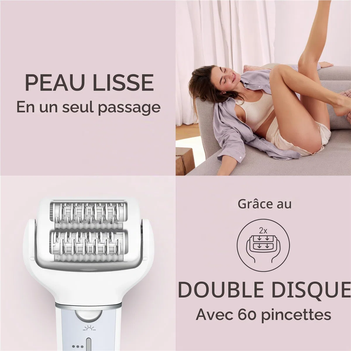Panasonic ES-EYL9-P503 Épilateur sans Fil Sec & Humide pour Sourcils/Poils du Visage pour Femmes Épilation des Poils Courts, 3 Vitesses Réglables, Accessoires pour Pieds, Maillot, Blanc/Violet Clair
