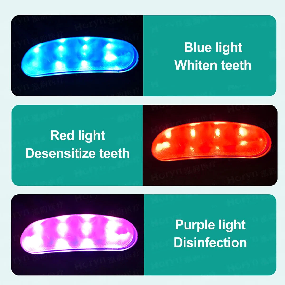 Blanchiment Dentaire 3 Couleurs, Lumière Bleu/Rouge/Violet, Lampe de Blanchiment Dentaire Mobile 40 W(Black)