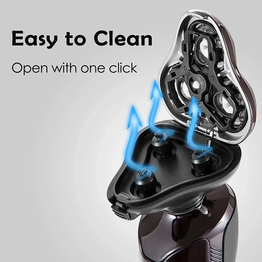 Rasoirs électriques pour homme - Rasoir à tête chauve LED - Rasoirs électriques rechargeables sans fil - Kit de toilettage rotatif humide et sec avec tondeuses, tondeuse à poils de nez, brosse