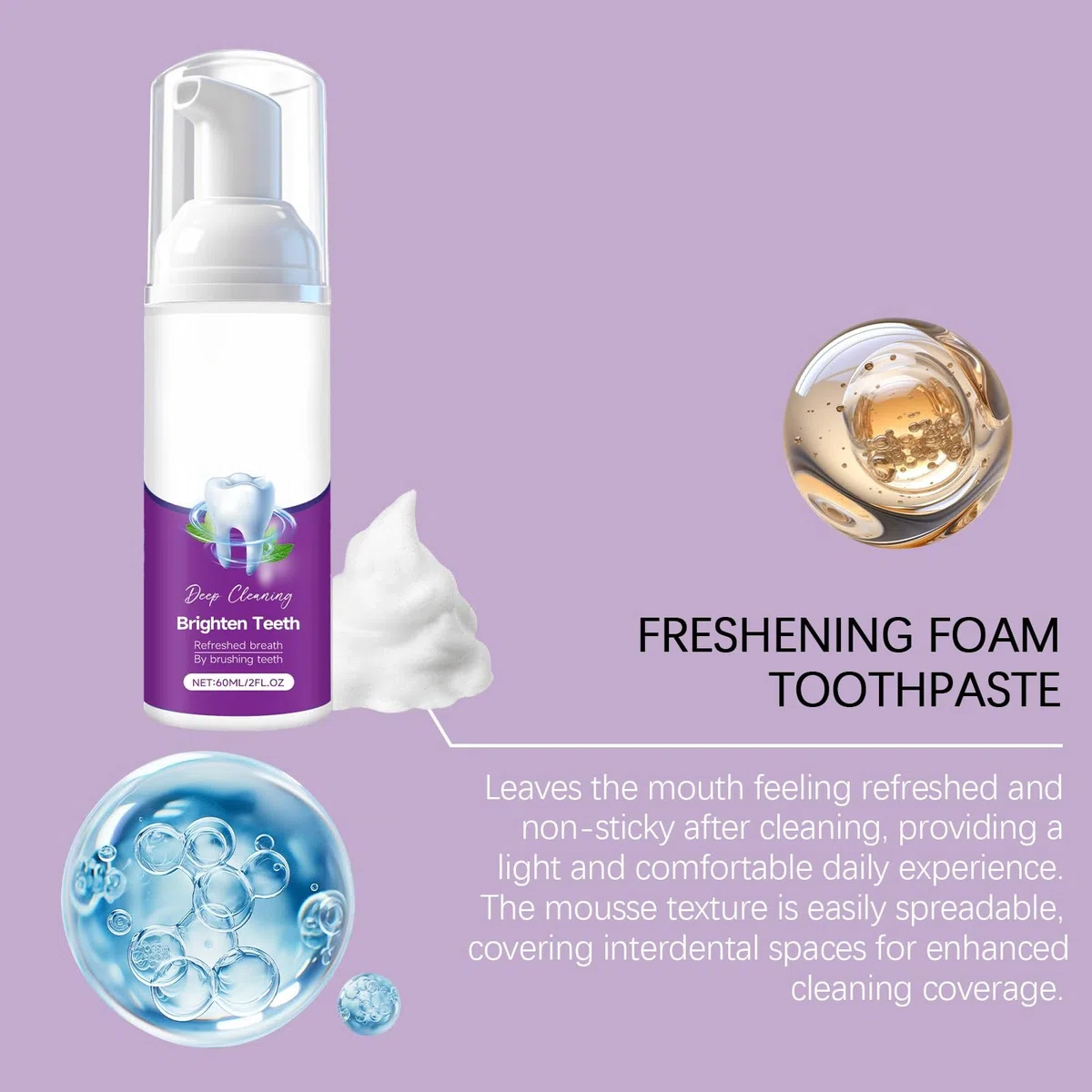Dentifrice mousse rafraîchissant à la menthe for des dents propres et brillantes, des soins bucco-dentaires doux et une haleine fraîche longue durée for un usage quotidien(3pcs)