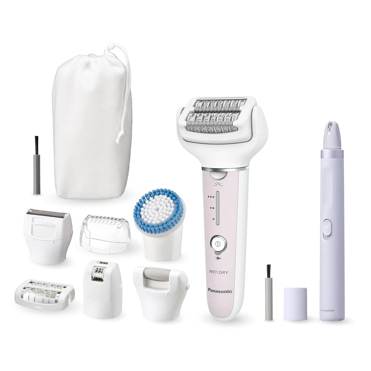 Panasonic ES-EYL9-P503 Épilateur sans Fil Sec & Humide pour Sourcils/Poils du Visage pour Femmes Épilation des Poils Courts, 3 Vitesses Réglables, Accessoires pour Pieds, Maillot, Blanc/Violet Clair