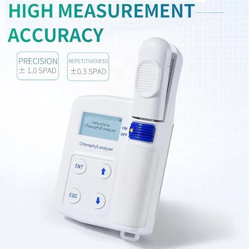 Compteur de chlorophylle portable, haute précision 0,0-99,9 SPAD, mesure rapide 0,8 s, stockage de 16 Go, pour analyse des plantes