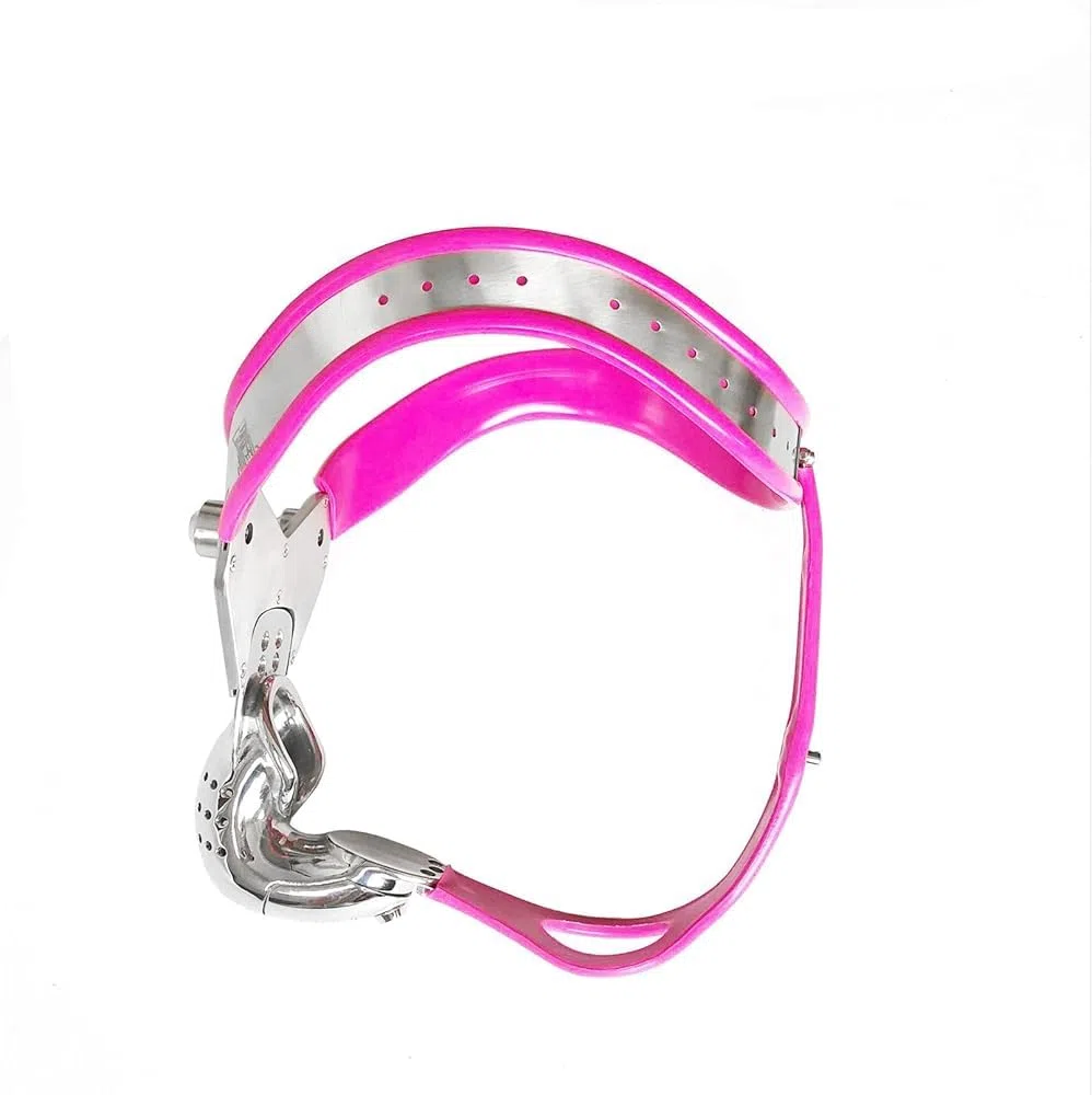 Ceinture De Chasteté en Acier Inoxydable Verrouillable, Ceinture De Servitude Et De Chasteté pour Hommes(Size:120/130cm (47/51in),Color:Rosa)