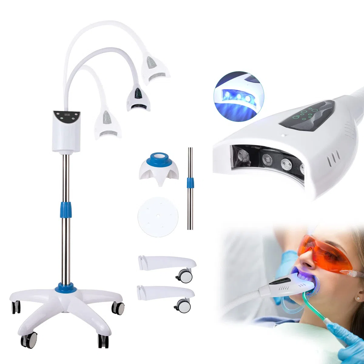 Machine De Blanchiment des Dents Professionnelle avec Support Réglable Zoom Mobile Système D'accélérateur Lampe Blanchiment des Dents avec Lumière Bleue Froide Clinique Dentaire/Salon Beauté